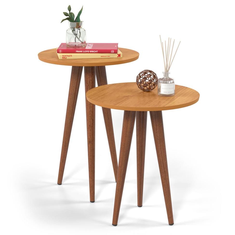 Conjunto com 2 Mesas Laterais Slim Cinamomo