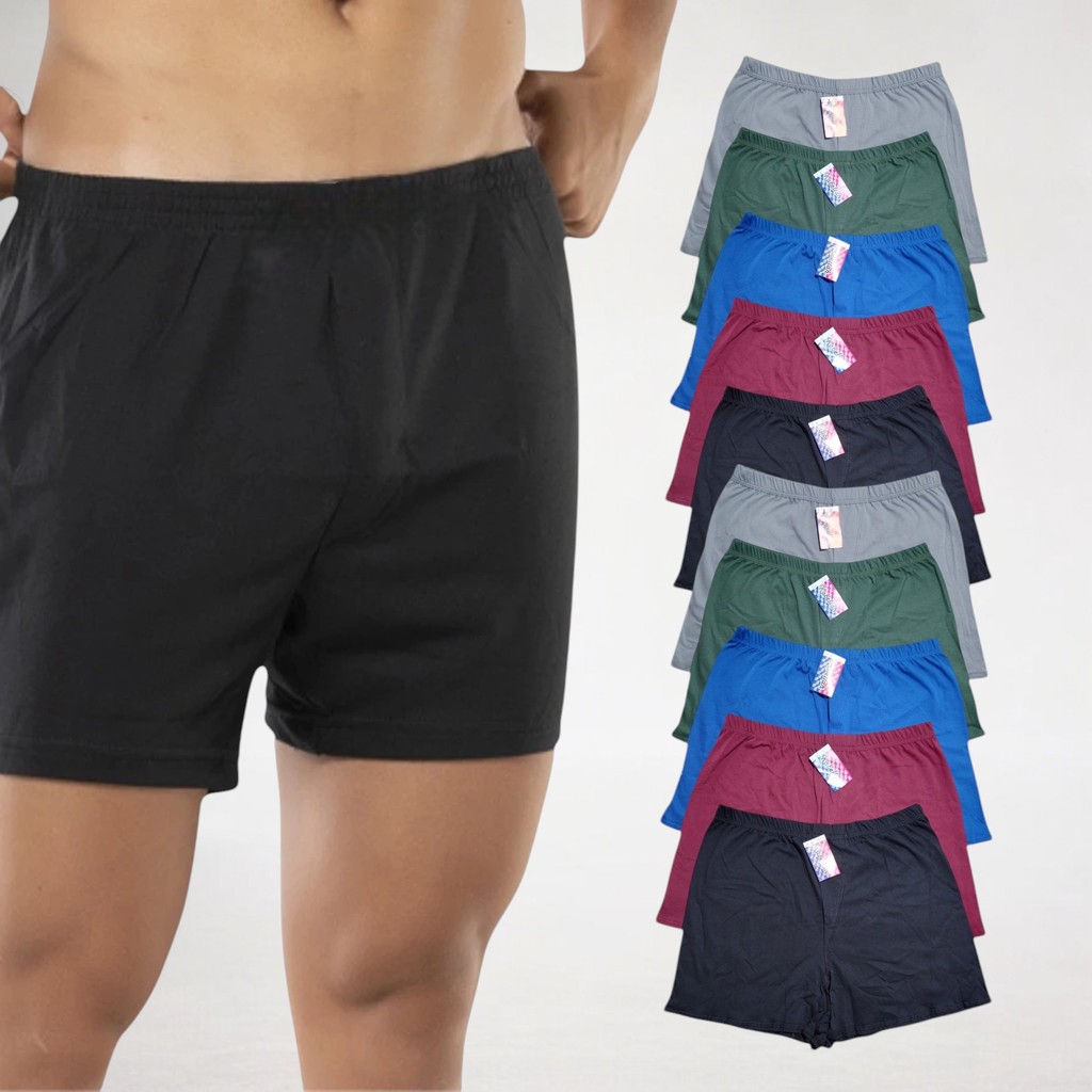 Kit 10 Cuecas Samba Canção Algodão Pijama Masculino Algodão Cores Lisas Confortável  Short Cueca