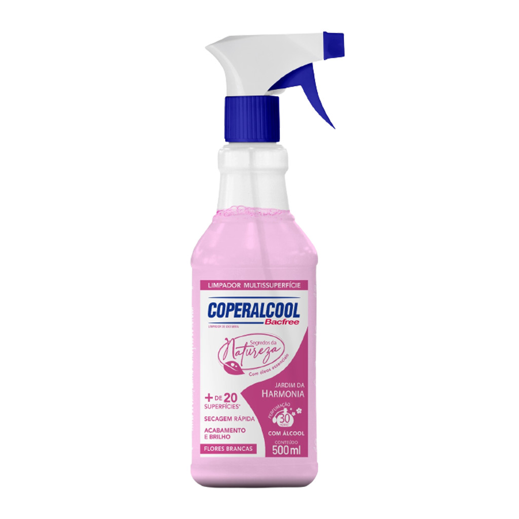 Limpador Multiuso Flores Brancas Pulverizador 500ml Coperalcool Bacfree em Oferta na Shopee