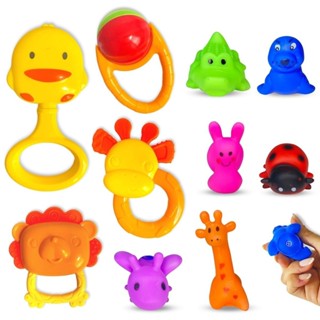 Kit Bichinhos De Banho De Vinil Macio E Chocalho Para Bebê