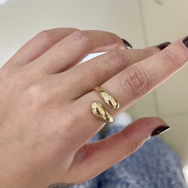 Anel 2 Gotas Lisas Ajustável Banhado a Ouro 18K - Tamanho 14 ao 27 em Oferta na Shopee