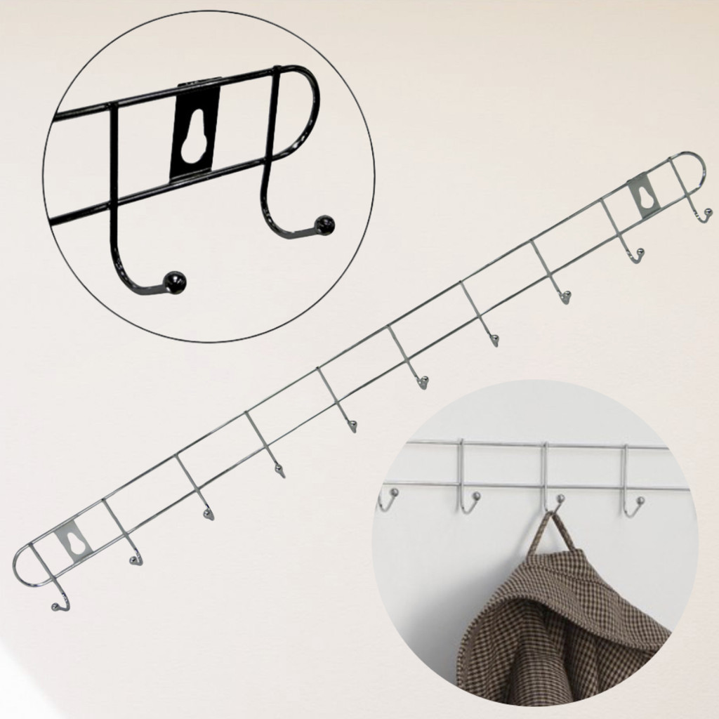 Suporte Cabide 6, 8 ,10 Ganchos Para Parede Organizador Cabideiro Pendura Toalhas Bones Roupas em Oferta na Shopee