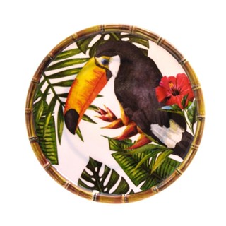 Prato para Sobremesa Wolff Pássaros de Melamina Branco 22cm