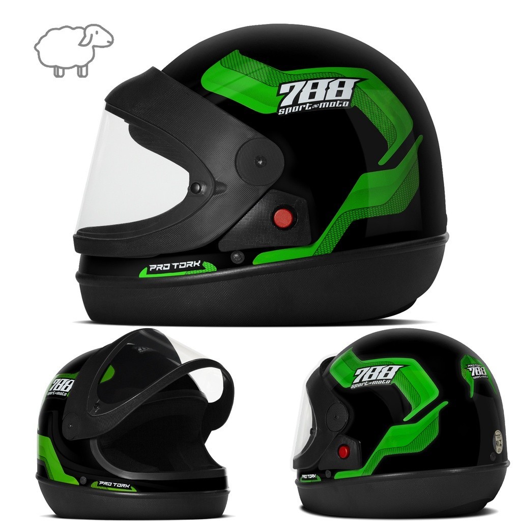 CAPACETE SPORT MOTO 788 Fechado Automatico Barato Pro Tork Masculino Feminino Moto Verde
