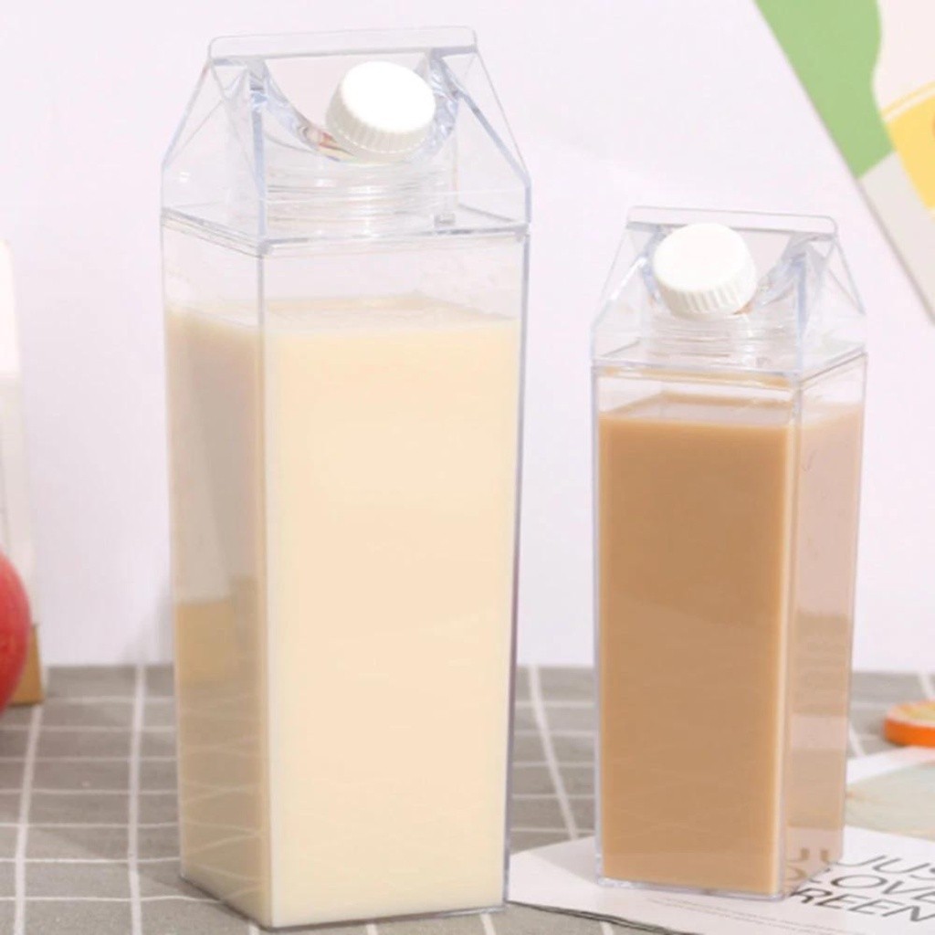 Garrafa De Acrílico Transparente Caixa  Portátil Geladeira Leite Suco Bebidas Água 500ml o...