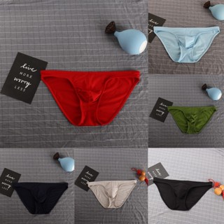 Homens Summer Ice Silk Briefs Calcinhas De Verão Seda Cintura Baixa U Convexo Pouch Cuecas Elásticas Lingerie