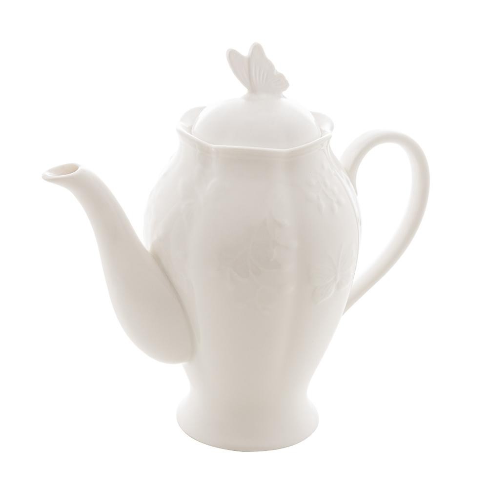 Bule Lyor Butterfly Flower de Porcelana New Bone 1L - Home Appliances