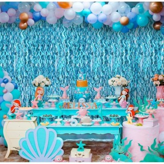 Decorações Para Festas De Praia De Verão Transmissão De Água Azul Contra O Fundo Da Cortina De Franja De Folha Ondulada A laser De 100 * 200cm em Oferta na Shopee