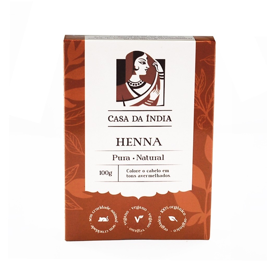 Detalhes do Henna Indiana 100% Natural Casa Da Índia 100g Para Cabelo
