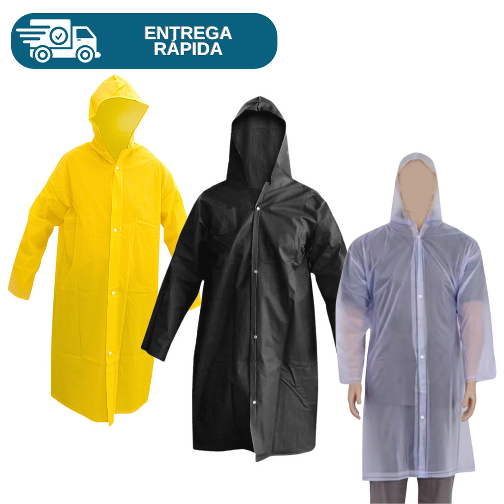 Capa De Chuva Impermeável Pvc Forrado Com Capuz Resistente Segurança Proteção Epi