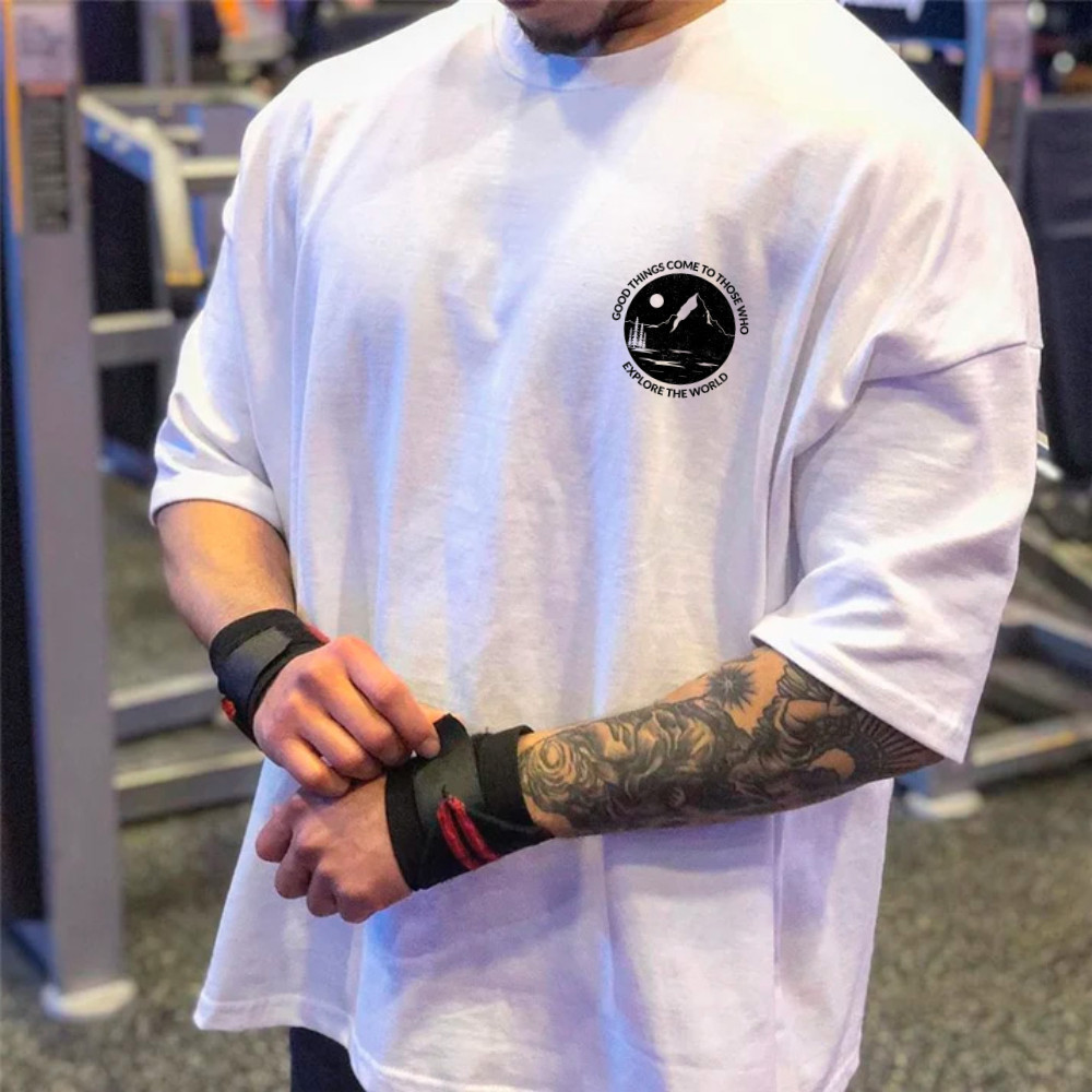 Camiseta Oversized Camiseta Grande Musculação Fit 100% Algodão Casual Treino Academia Lançamento