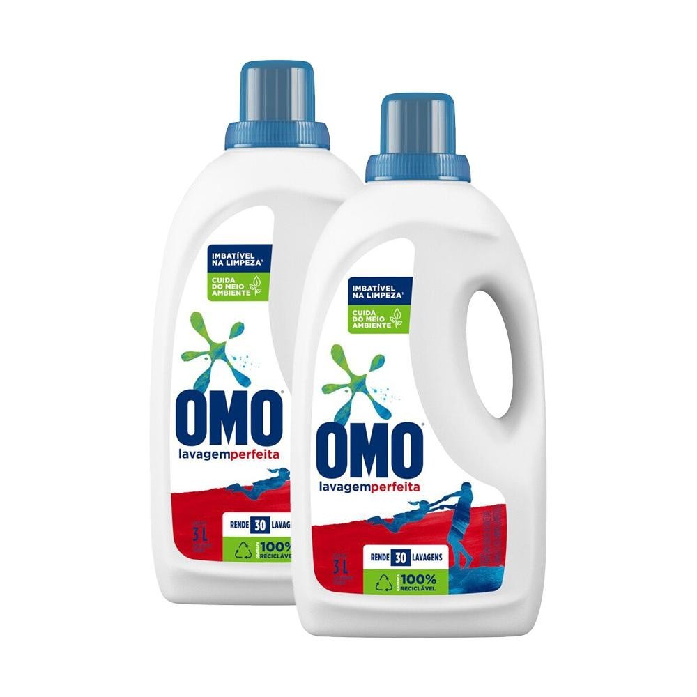Kit 2 Lava-Roupas Líquido Omo Lavagem Perfeita 3 Litros