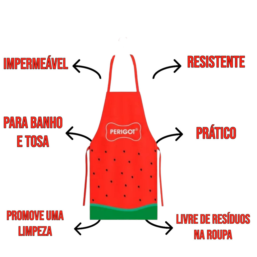 Avental para banho e tosa Melancia Banho E Tosa Perigot - Impermeável