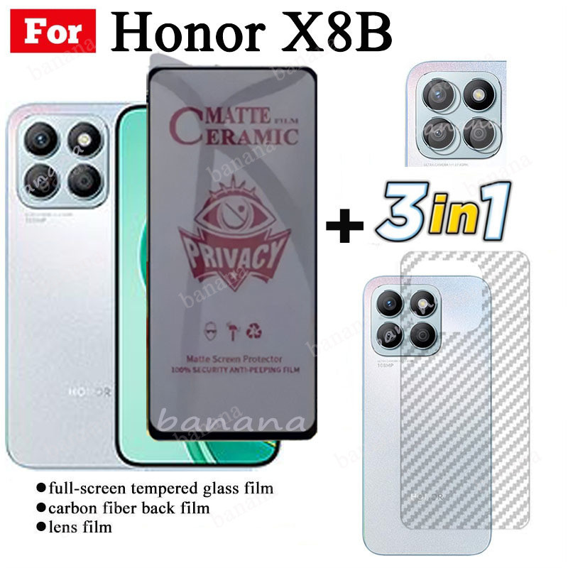 3 Em 1 Huawei Honor X8b Anti-Spy Privacy Película Cerâmica Para X 8B X8 B Protetor De Tela E Lente De Câmera De Vidro Filme Traseiro em Oferta na Shopee