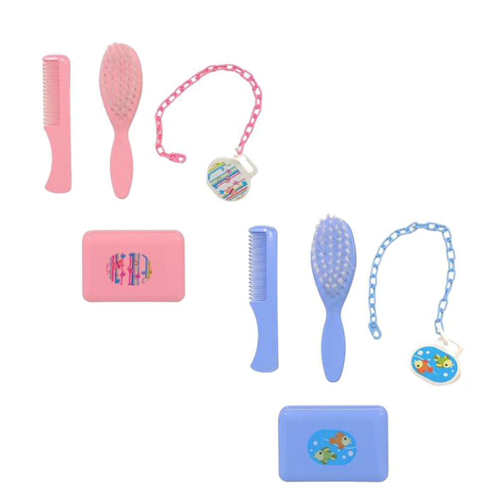 Kit Banho Bebê Escova Pente Saboneteira E Prendedor Murano