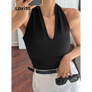 Lovito Elegante Regata Básica com Elástico e Alta Elasticidade para Mulheres L77ED218