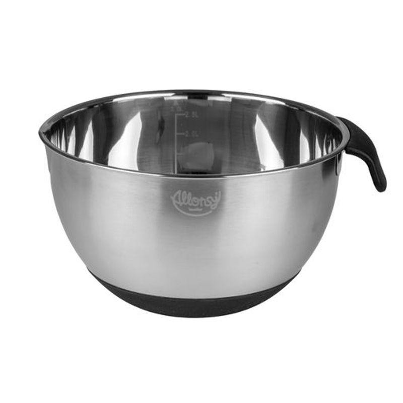 Bowl Prata e Preto Multiuso Aço Inox 3L com Alça Cromus Allosy para Receitas Pesadas 24x21x13cm 1un em Oferta na Shopee