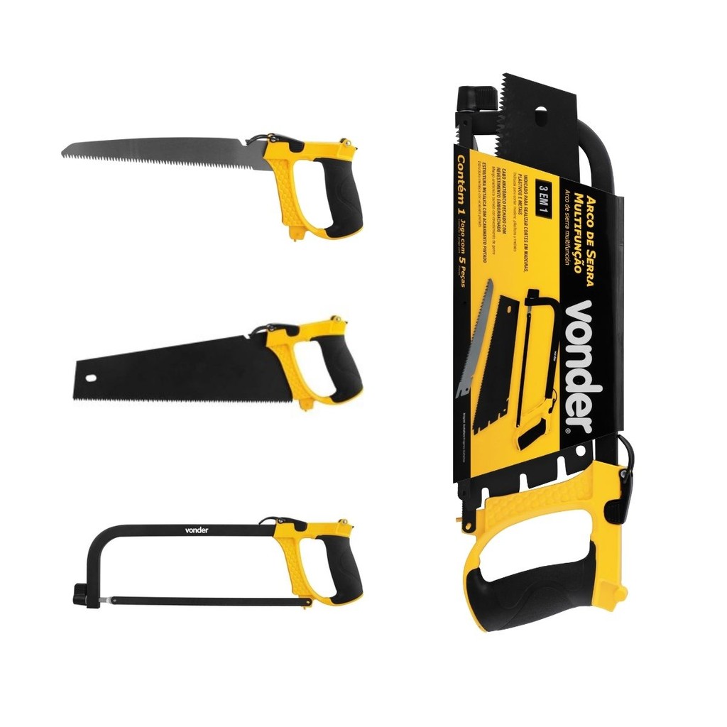 Arco de Serra Multifunção 3 em 1 para Madeiras Plásticos Metal Vonder em Oferta na Shopee
