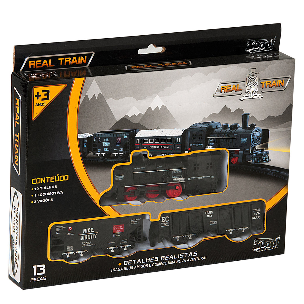 Locomotiva Real Train Ferrovia Trem Miniatura Zoop Toys