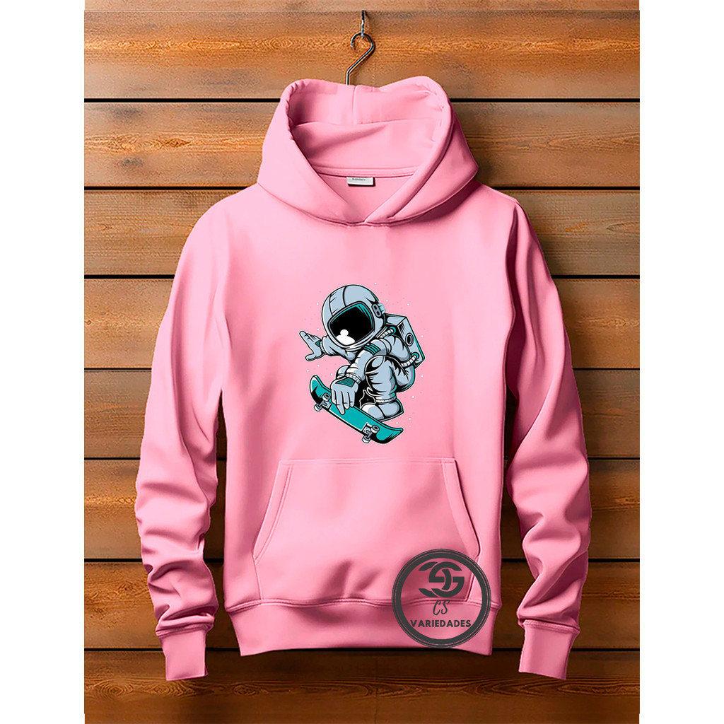 Moletom Canguru Astronalta Estampa Planeta Espaço Unissex Com Capuz Algodão Flanelado Feminino e Masculino Blusa de frio