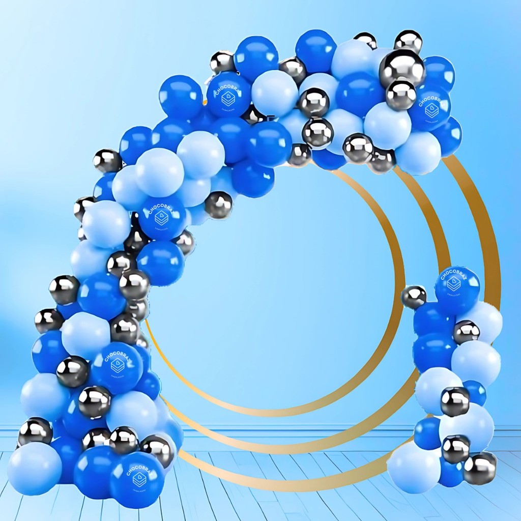 Kit 150 Balões AZUL CL 7”+ AZUL  7”+ PRATA Metalizado 5” - Balão Bexiga Liso/Cromado P/Festas KIT87 em Oferta na Shopee