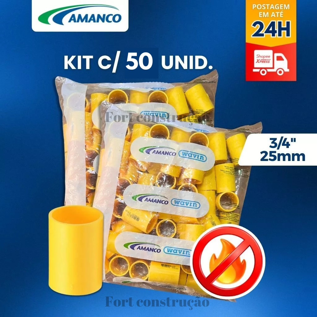 Luva Conduite Pressao Amanco 3/4" 25mm 50 unidades em Oferta na Shopee