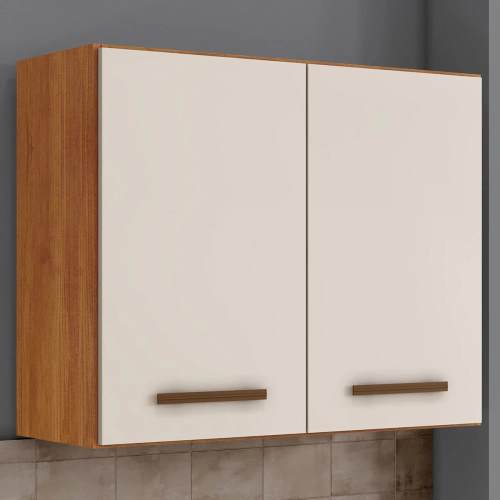 Armário Aéreo 2 Portas para Cozinha Valencia Nature/off White Kaiki em Oferta na Shopee