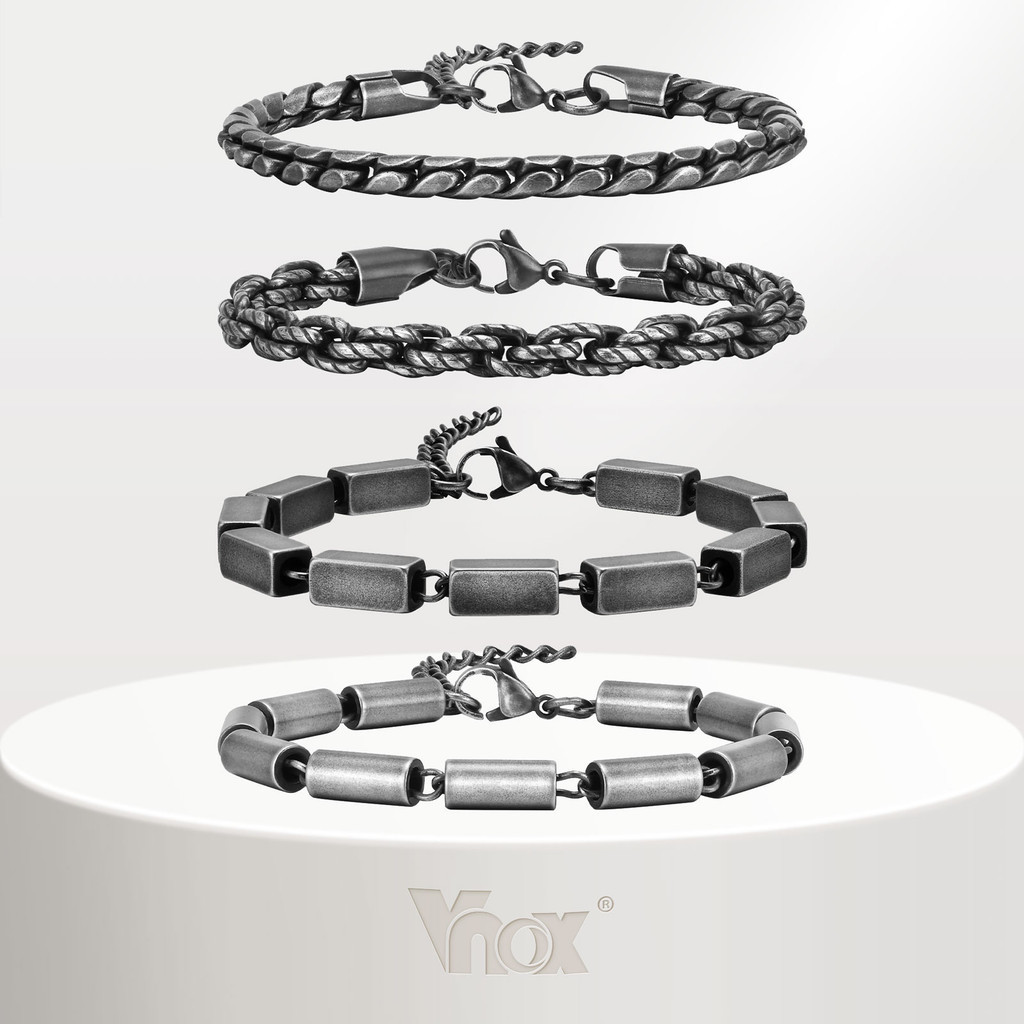 Vnox Retro Pulseira Masculina , De Corrente Punk Rock De Aço Inoxidável , Jóias De Presente Para Festa De Aniversário