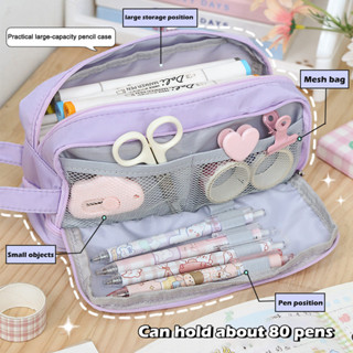 Porta-Lápis Kawaii Bonito Grande Capacidade 3 Camadas Com Caixa De Broches Para Estudantes De Volta Às Aulas Papelaria Coreana em Oferta na Shopee