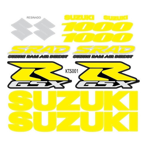 Adesivo Faixa Emblema Suzuki Gsxr Srad 1000 Kit Amarelo