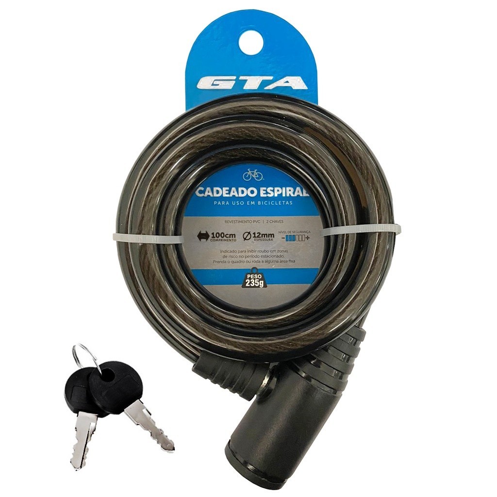 2 Cadeado ZEM Cabo Aço 1mt X 12mm P/ Bike Moto 2 Chaves em Oferta na Shopee