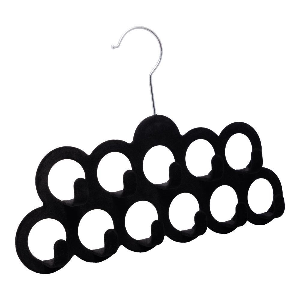 Cabide de Lenços Cintos Lyor Preto de Plástico Aveludado - Home & Living