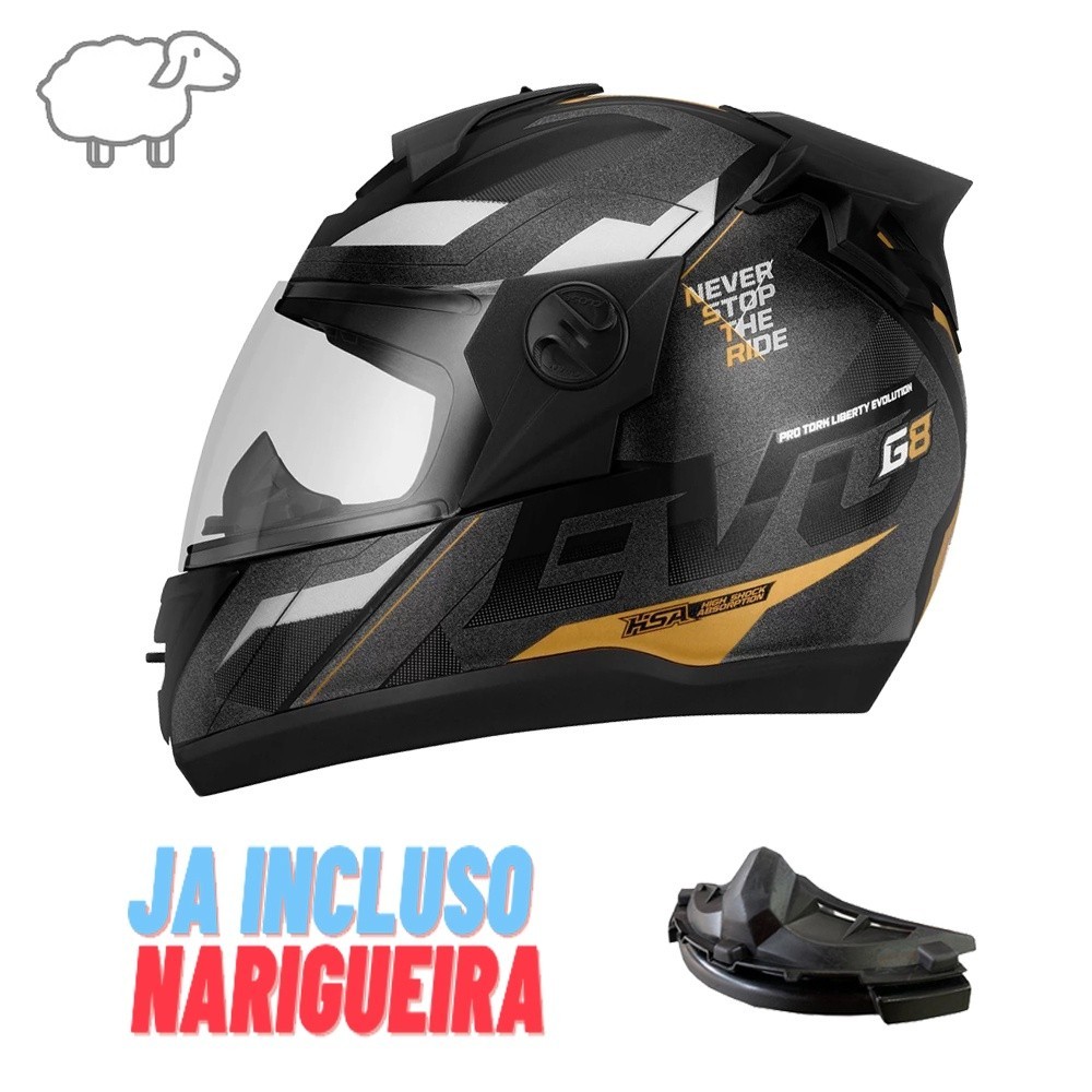 Capacete Moto Fechado Pro Tork Evolution G8 Evo 788 Masculino Feminino Motoqueiro Moto Boy Universal