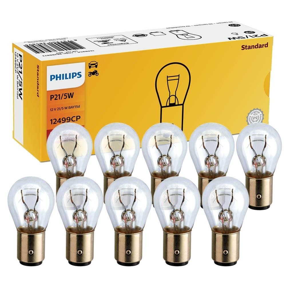 Kit 10 Lâmpada Philips Sinalização P21/5w 12v Bay15d 1034 em Oferta na Shopee