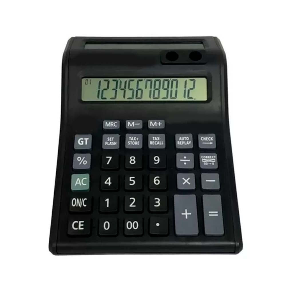 Calculadora De Mesa Para Cálculos Completos Compartilhados Eletrônica Com 12 Dígitos E 2 Visores