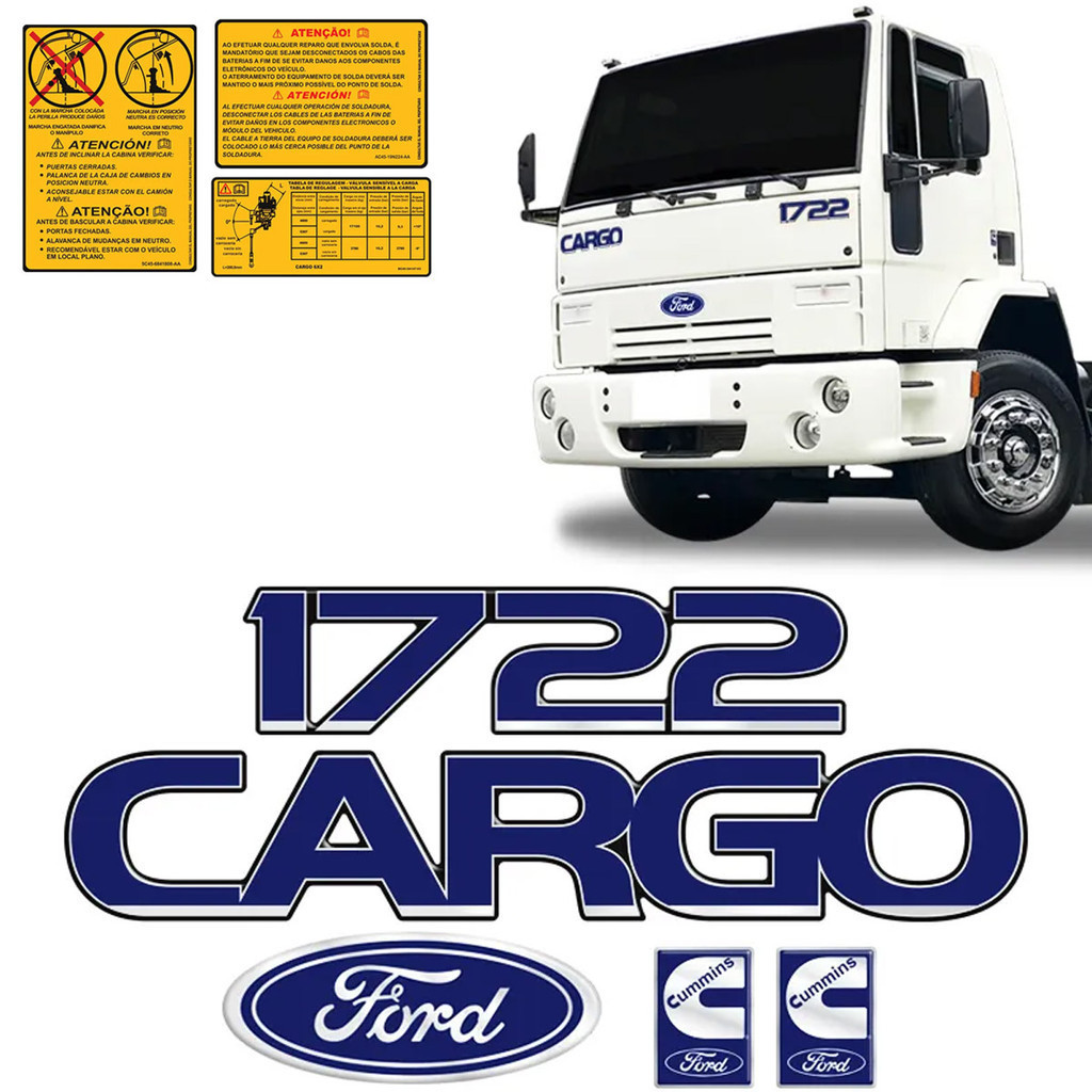 Kit Emblemas Cargo 1722 Adesivos Caminhão Ford Cummins Genérico