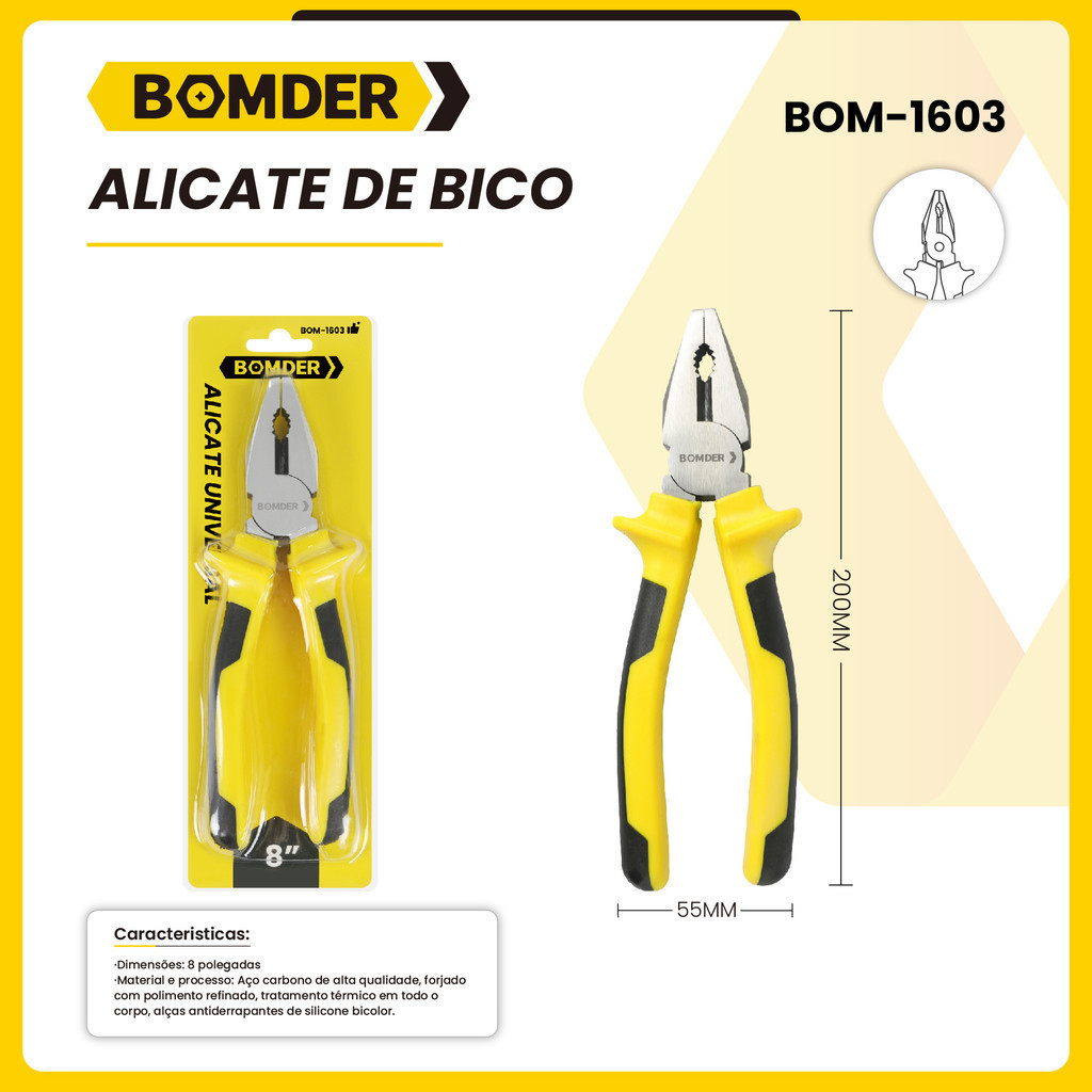 Alicate Universal  8 polegada Eletricista Cabo Emborrachado em Oferta na Shopee