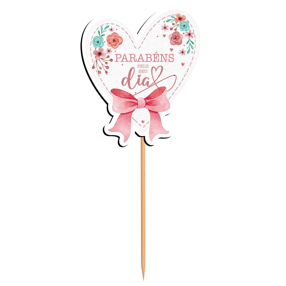 Decoração Para Cesta - Presente Mãe Mulher Aniversário - 9 x 20 Cm