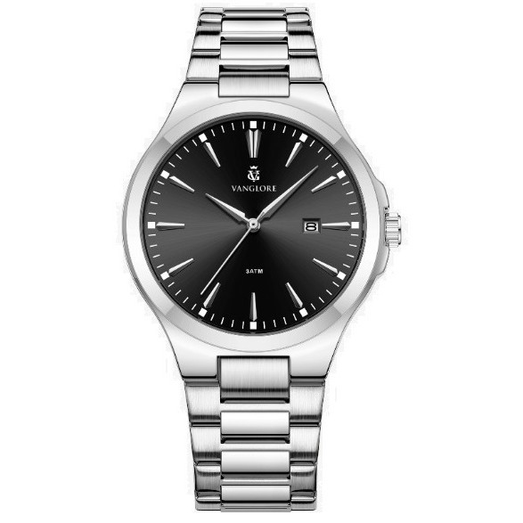 Relógio Masculino De Pulso Prateado Visor Preto 40 mm Para O Dia a Dia Elegante Social Esporte Fino