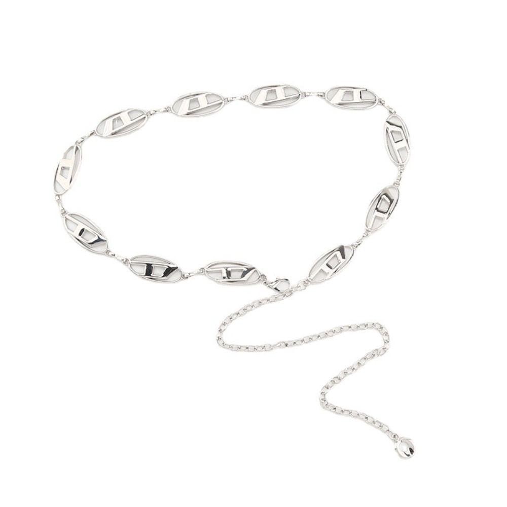 LONTIME Corrente De Cintura Decorativa , Ajustável Com Letra D , Cinto Feminino Reutilizável De Metal Prateado
