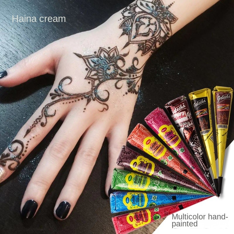 Golecha HENNA Creme Multicolor HENNA Creme Hannah de Suco Temporário de Pintura à Mão Pigmento Creme de Tinta em Oferta na Shopee