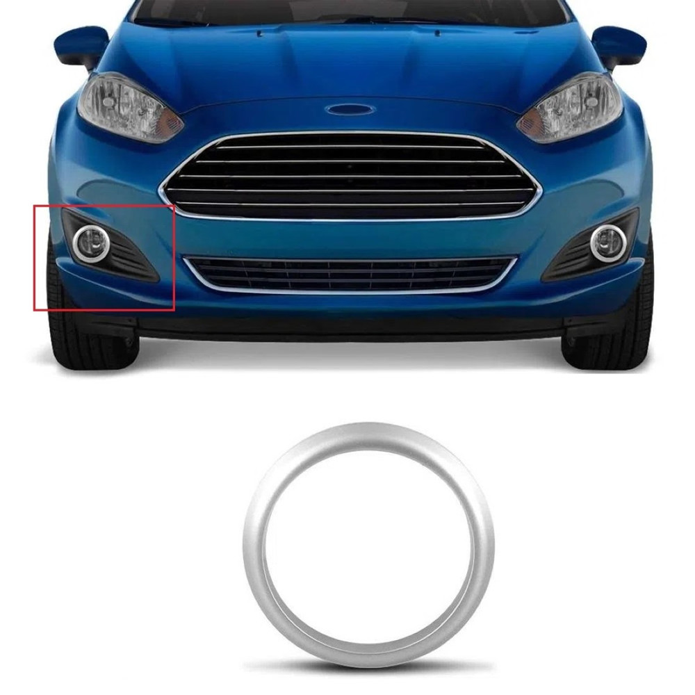 Aro Grade Farol Milha New Fiesta 2013 A 2017 Cinza Direito