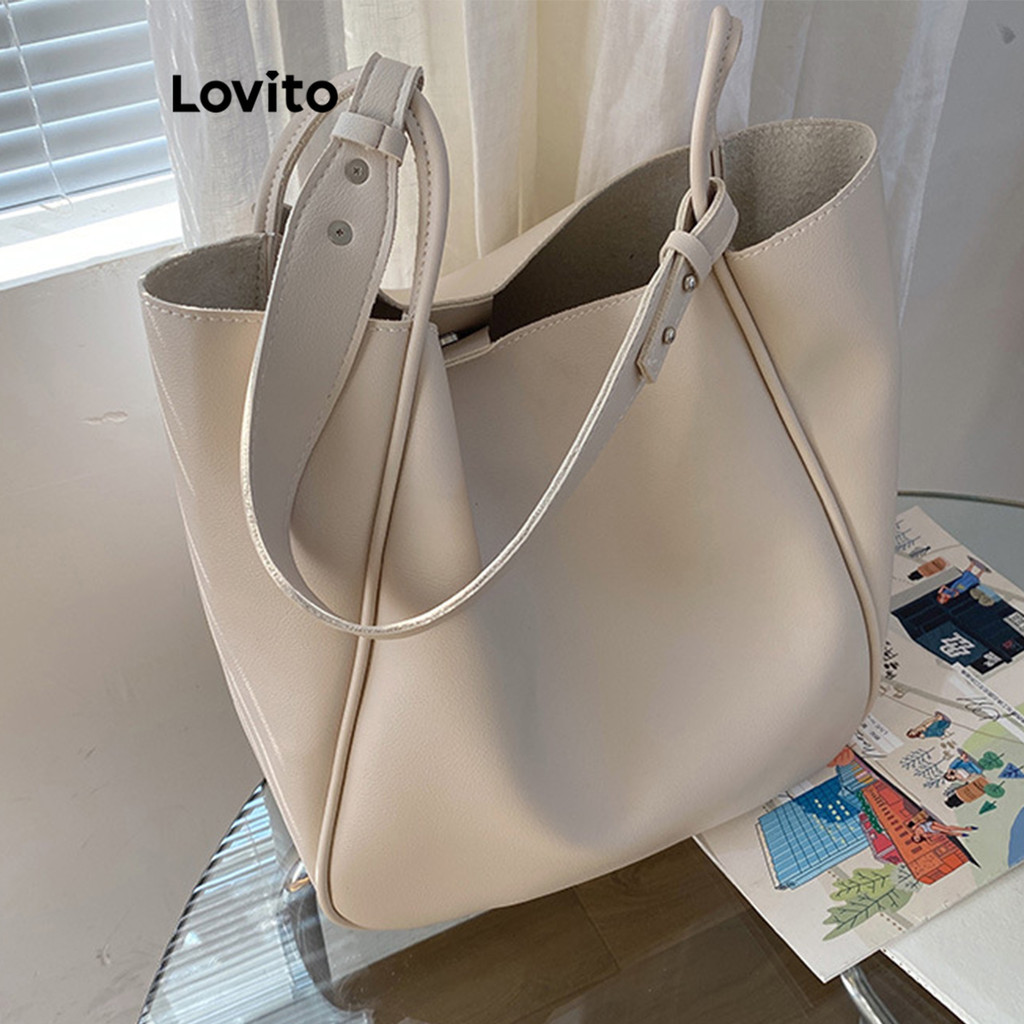 (Trendy) Lovito Casual Plain Simple Fashionable Trabalhadores Bolsa de Ombro Mulheres LFA54297 - Women Bags