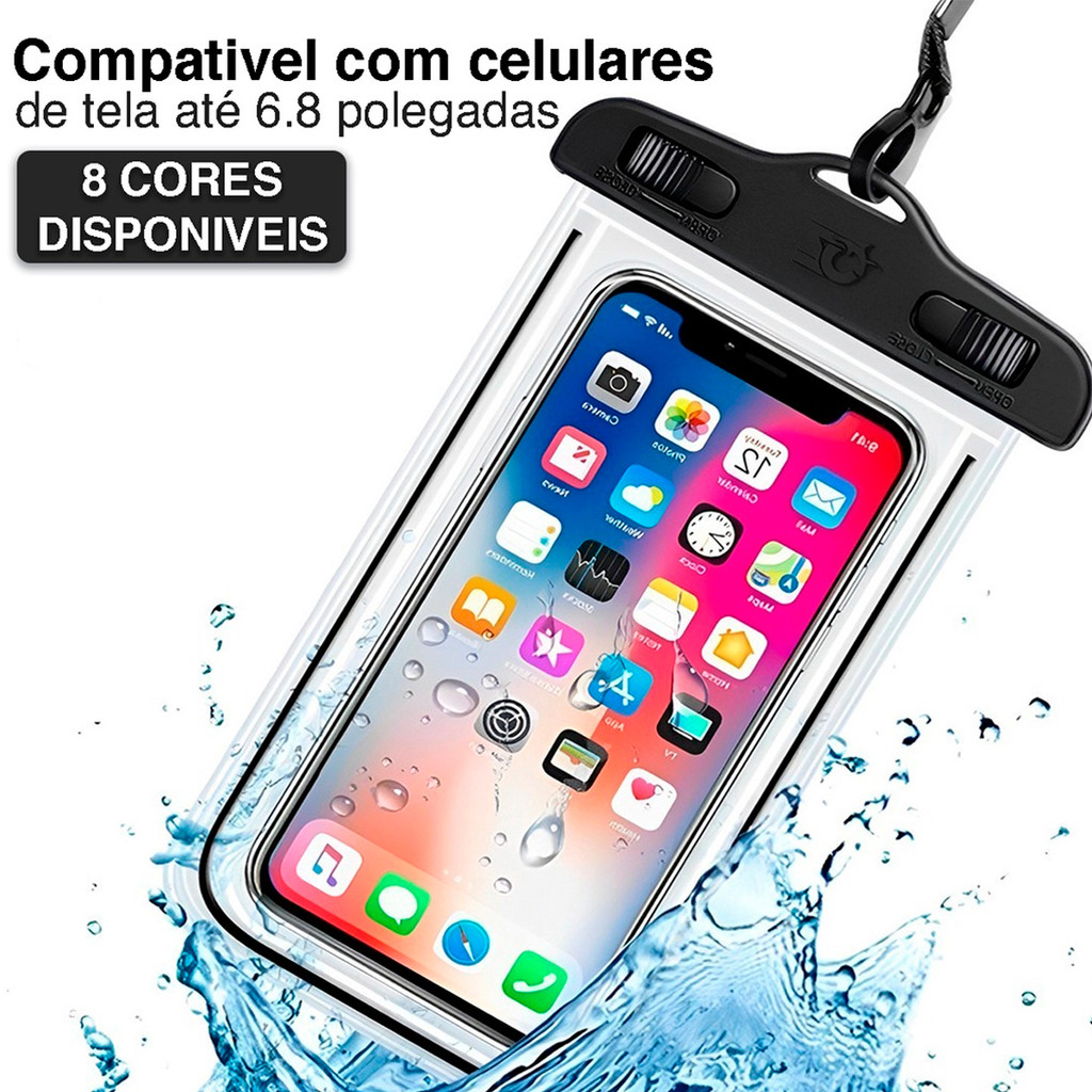 Capa Celular A Prova D'água Transparente Universal