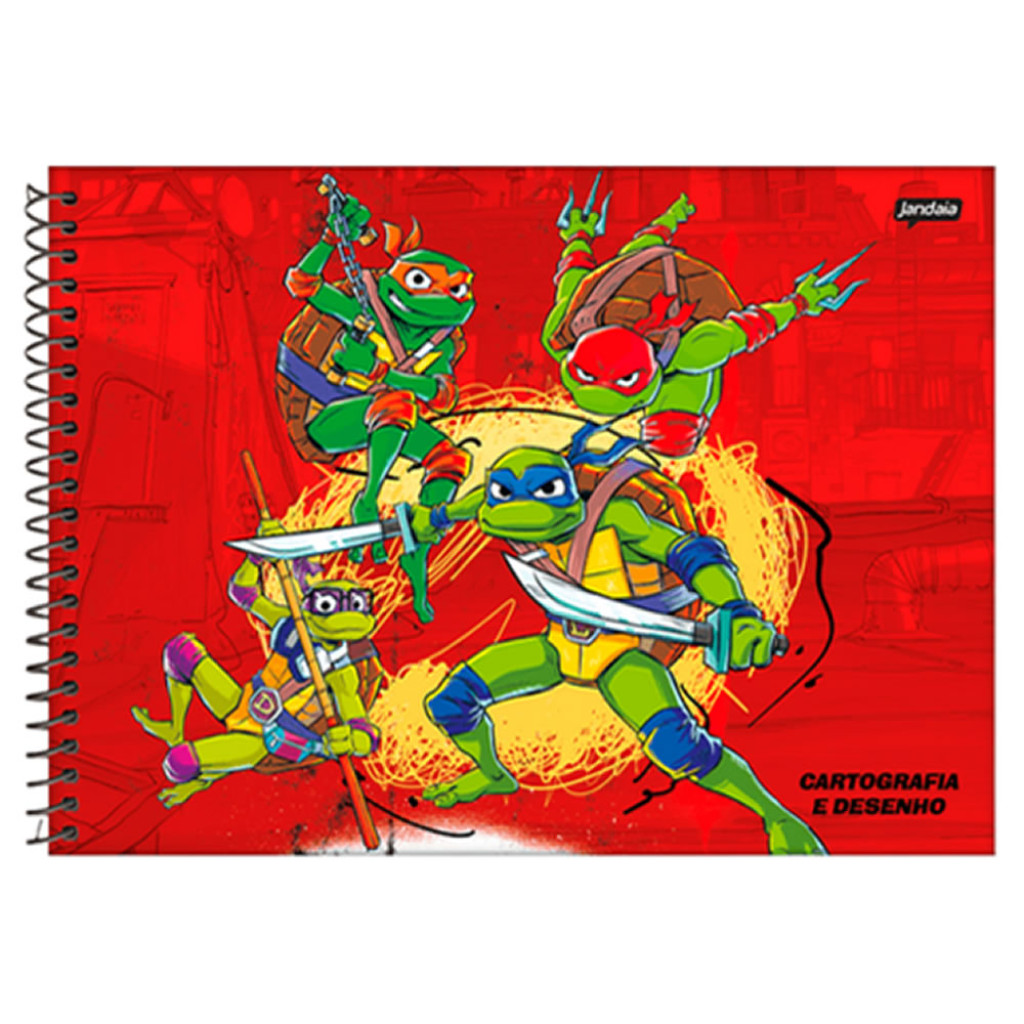 CADERNO ESPIRAL 275X200MM CD CART 80FLS TARTARUGAS NINJA    77059 25