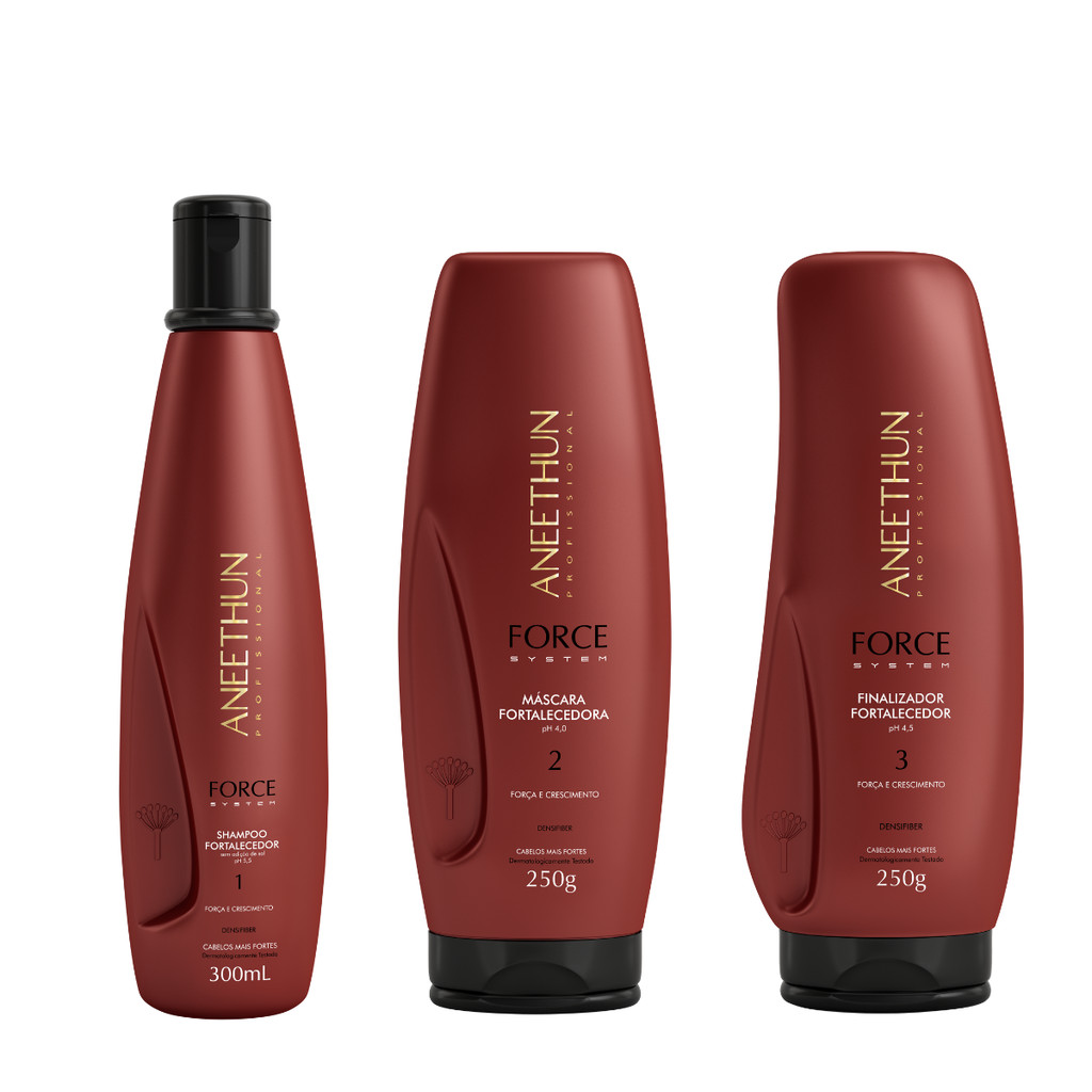 Kit Shampoo Mascara E Finalizador Force System  - Aneethun