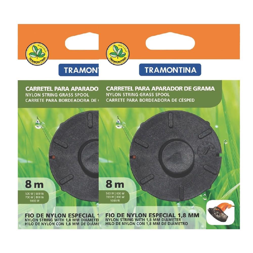 Kit Carretel Nylon 8m de 1,8mm Com 2 Unidades Para Aparador de Grama - Tramontina em Oferta na Shopee