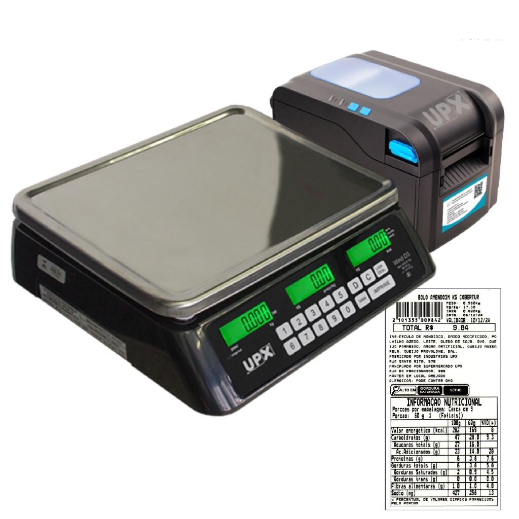Balança Etiquetadora com Tabela Nutricional 32kg Selo Inmetro - UPX Solution 1 Ano de Garantia