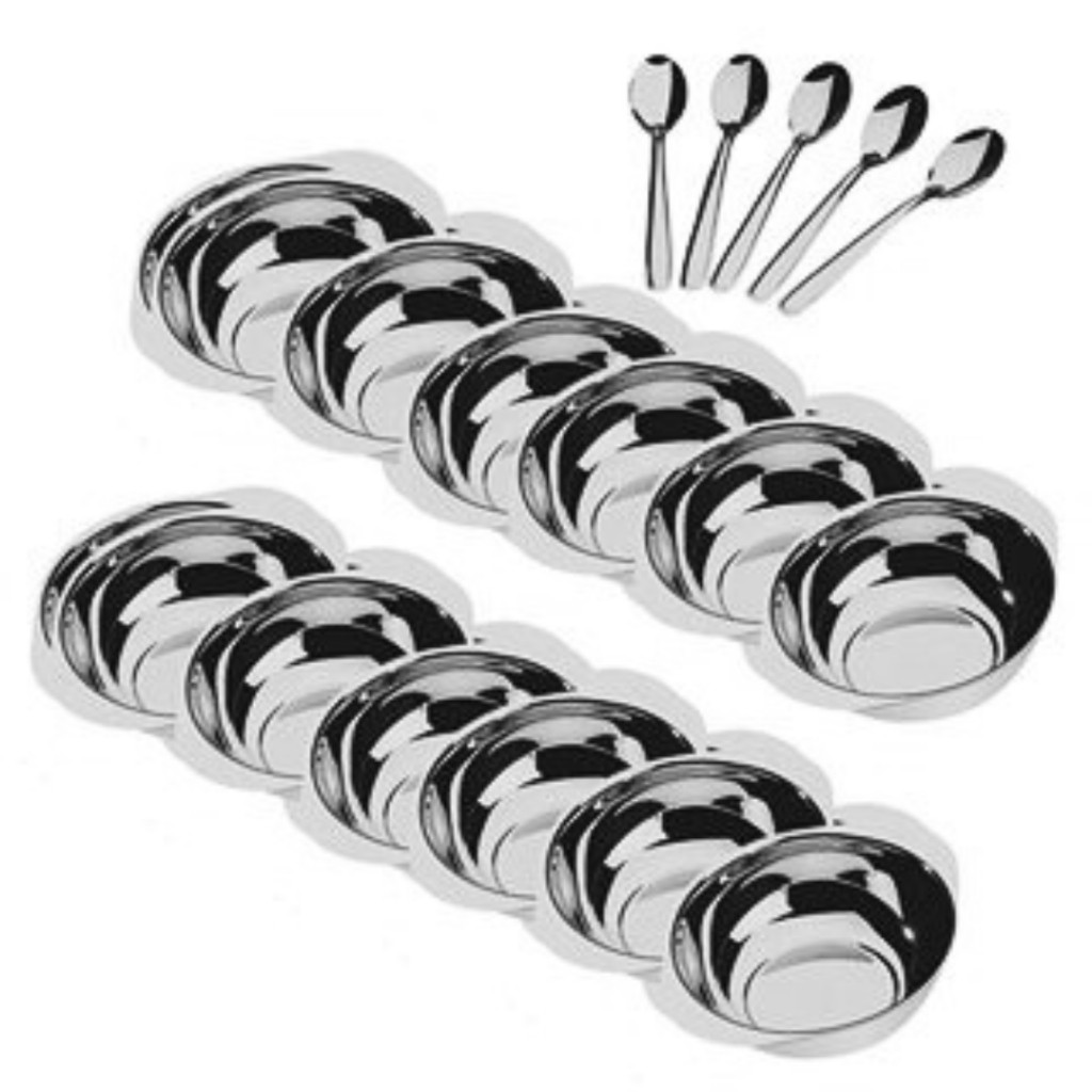 Conjunto Jogo de Sobremesa 48  Peças - 24 Potes 24 Colheres Inox