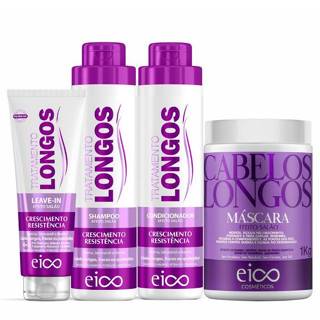 Kit Eico Cabelos Longos Shampoo e Condicionador + Máscara Tratamento 1Kg + Leave-in Finalizador Protetor Térmico 200ml
